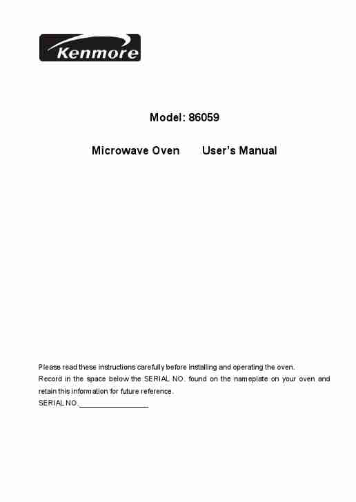 Kenmore Microwave Oven 86059-page_pdf